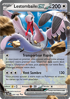 Carte Pokémon Double rare Lestombaile ex 156/182 de la série Faille Paradoxe