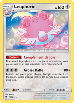 Carte Pokémon Holographique Rare Leuphorie 153/214 de la série Tonnerre Perdu