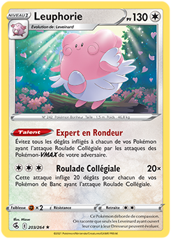 Carte Pokémon Rare Leuphorie 203/264 de la série Poing de Fusion
