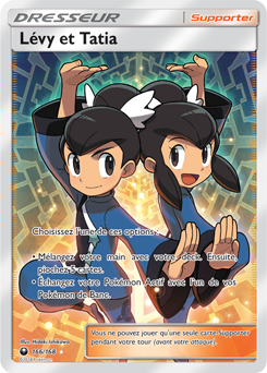 Carte Pokémon Dresseur Full Art Lévy et Tatia 166/168 de la série Tempête Céleste