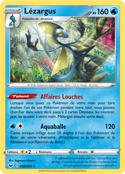 Carte Pokémon Lézargus 58/202 de la série Épée et Bouclier en vente au meilleur prix