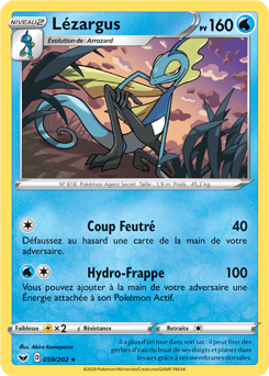 Carte Pokémon Rare Lézargus 59/202 de la série Épée et Bouclier