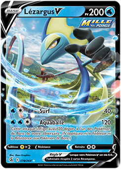 Carte Pokémon Ultra rare V Lézargus V 78/264 de la série Poing de Fusion