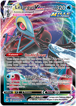 Carte Pokémon Ultra rare VMAX Lézargus VMAX 79/264 de la série Poing de Fusion