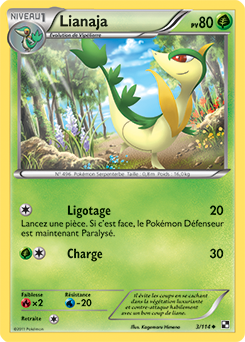 Carte Pokémon Peu commune Lianaja 3/114 de la série Noir & Blanc