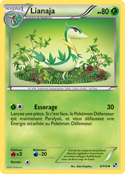 Carte Pokémon Peu commune Lianaja 4/114 de la série Noir & Blanc
