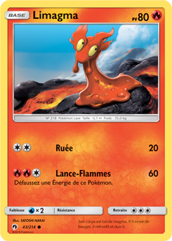 Carte Pokémon Commune Limagma 43/214 de la série Tonnerre Perdu