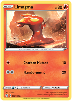 Carte Pokémon Communes Limagma 34/264 de la série Poing de Fusion