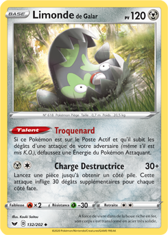 Carte Pokémon Limonde de Galar 132/202 de la série Épée et Bouclier en vente au meilleur prix