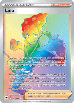 Carte Pokémon Rainbow Dresseur Lino 203/189 de la série Astres Radieux