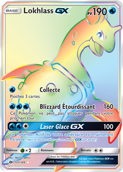 Carte Pokémon Secrète Rainbow GX Lokhlass GX 151/149 de la série Soleil & Lune