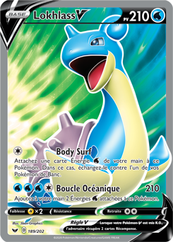 Carte Pokémon Lokhlass V 189/202 de la série Épée et Bouclier en vente au meilleur prix