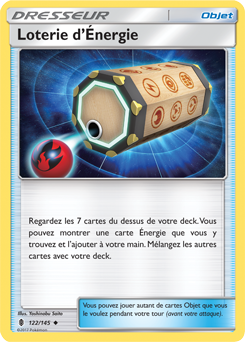 Carte Pokémon Peu commune Loterie d'Énergie 122/145 de la série Gardiens Ascendants