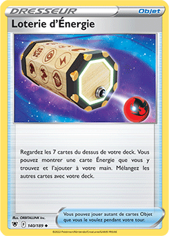 Carte Pokémon Peu commune Loterie d'Énergie 140/189 de la série Astres Radieux