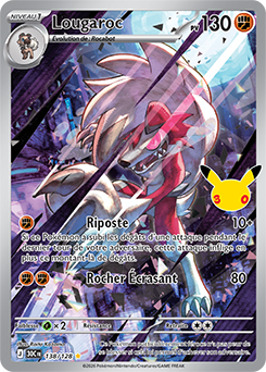 Carte Pokémon Illustration rare Lougaroc 138/128 de la série 30e Anniversaire