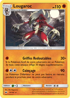 Carte Pokémon Holographique Rare Lougaroc 75/147 de la série Ombres Ardentes