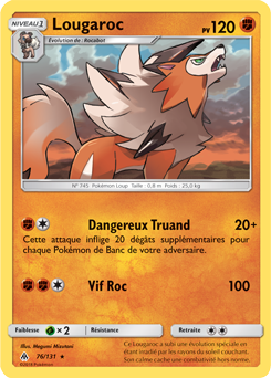 Carte Pokémon Rare Lougaroc 76/131 de la série Lumière Interdite