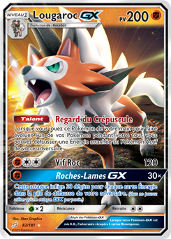 Carte Pokémon Pokémon GX Lougaroc GX 82/181 de la série Duo de Choc