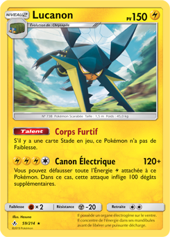 Carte Pokémon Holographique Rare Lucanon 59/214 de la série Alliance Infallible