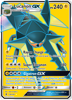 Carte Pokémon Pokémon Full Art Lucanon GX 134/145 de la série Gardiens Ascendants