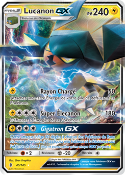 Carte Pokémon Pokémon GX Lucanon GX 45/145 de la série Gardiens Ascendants