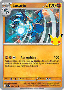 Carte Pokémon Communes Lucario 083/128 de la série 30e Anniversaire