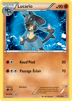 Carte Pokémon Peu commune Lucario 77/135 de la série Tempête Plasma