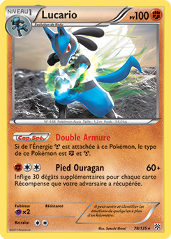 Carte Pokémon Holographique Rare Lucario 78/135 de la série Tempête Plasma