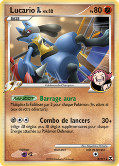 Carte Pokémon Holographique Rare Lucario 8/111 de la série Rivaux Émergents