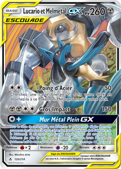 Carte Pokémon Pokémon GX Lucario Melmetal GX 120/214 de la série Alliance Infallible