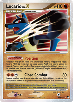Carte Pokémon Lucario NIV.X 122/123 de la série Trésors Mystérieux en vente au meilleur prix