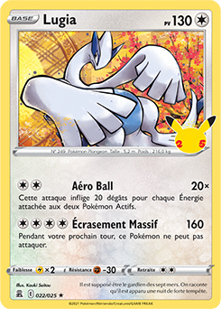 Carte Pokémon Rare Lugia 22/25 de la série Célébrations