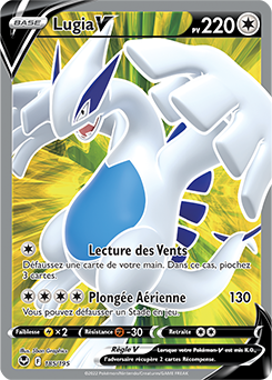 Carte Pokémon Full Art V Lugia V 185/195 de la série Tempête Argentée