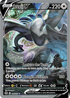 Carte Pokémon Full Art V Lugia V 186/195 de la série Tempête Argentée