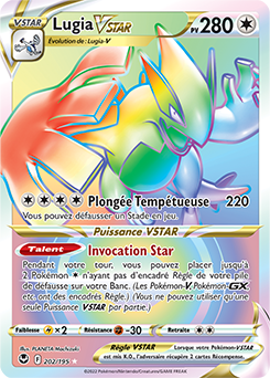 Carte Pokémon Rainbow VSTAR Lugia VSTAR 202/195 de la série Tempête Argentée