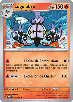 Carte Pokémon Peu commune Lugulabre 38/197 de la série Flammes Obsidiennes