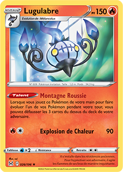 Carte Pokémon Holographique rare Lugulabre 026/196 de la série Origine Perdue