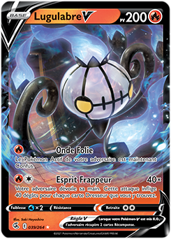 Carte Pokémon Ultra rare V Lugulabre V 39/264 de la série Poing de Fusion