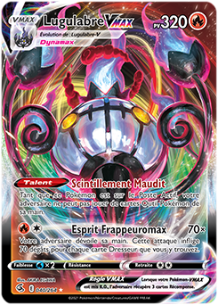 Carte Pokémon Ultra rare VMAX Lugulabre VMAX 40/264 de la série Poing de Fusion