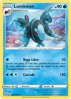 Carte Pokémon Peu commune Lumineon 041/196 de la série Origine Perdue