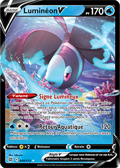 Carte Pokémon Ultra rare V Luminéon V 040/172 de la série Stars Étincelantes