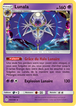 Carte Pokémon Lunala 102/236 de la série Éclipse Cosmique en vente au meilleur prix