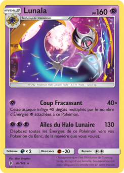 Carte Pokémon Rare Lunala 61/145 de la série Gardiens Ascendants