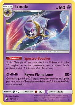 Carte Pokémon Holographique Rare Lunala 70/168 de la série Tempête Céleste