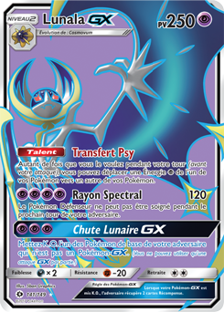 Carte Pokémon Pokémon Full Art Lunala GX 141/149 de la série Soleil & Lune