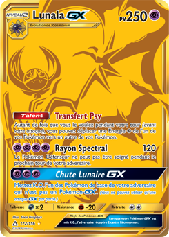 Carte Pokémon Pokémon Gx Gold Lunala GX 172/156 de la série Ultra Prisme