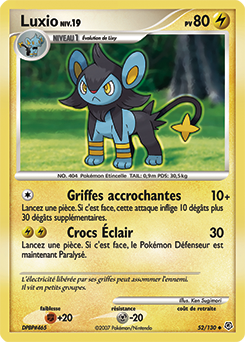 Carte Pokémon Peu commune Luxio 52/130 de la série Diamant & Perle