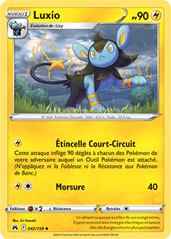 Carte Pokémon Peu commune Luxio 042/159 de la série Zénith Suprême