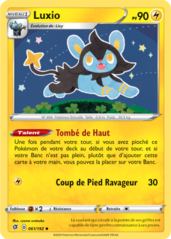 Carte Pokémon Peu commune Luxio 61/192 de la série Clash des Rebelles