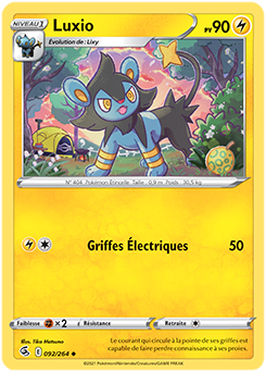 Carte Pokémon Peu commune Luxio 92/264 de la série Poing de Fusion